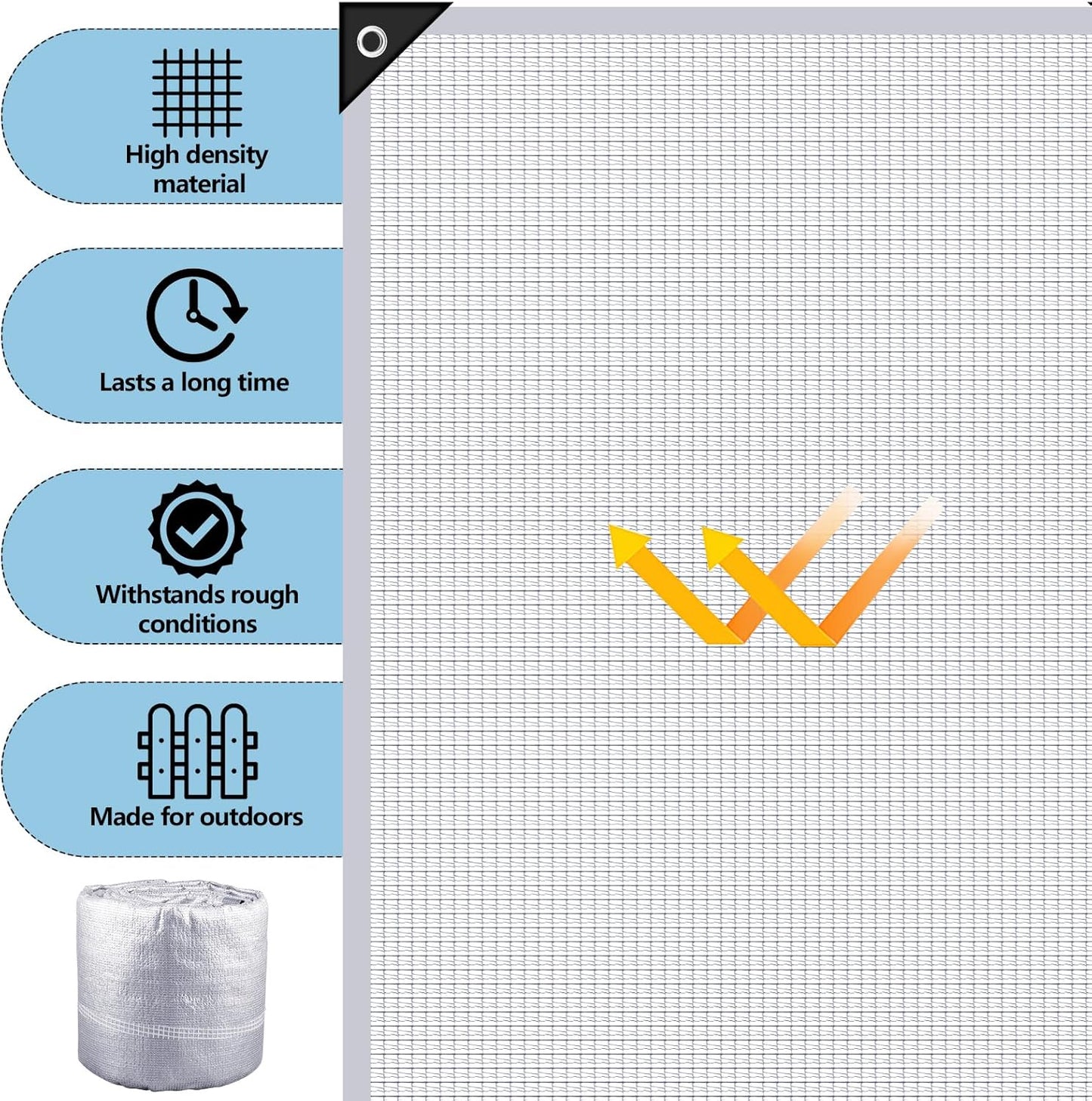 99% Aluminet Shade Cloth Reflective Tarp 10 x 14 ft Aluminium Cloth Porch Privacy Screen with Grommets for Car Garden Pergola Patio Sun Shade Kennel Cover Durable Mesh Canopy Cover Easy Setup