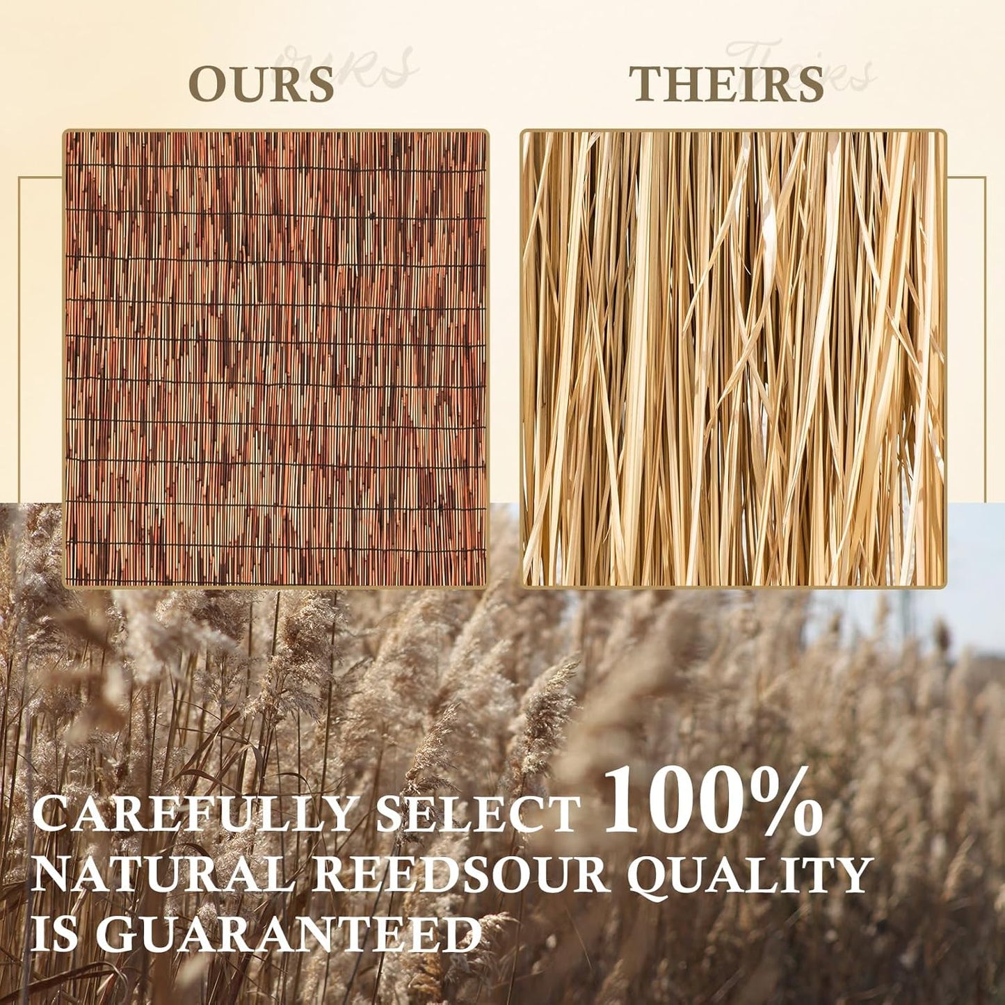 Brown 4FT X 16.4FT Reed Fencing Roll, Balcony Privacy Reed Shade Bamboo Fencing Garden Fence Border, Wind Block Sunshade Fence Screen for Outdoor Yard Patio Flower Bed Edge