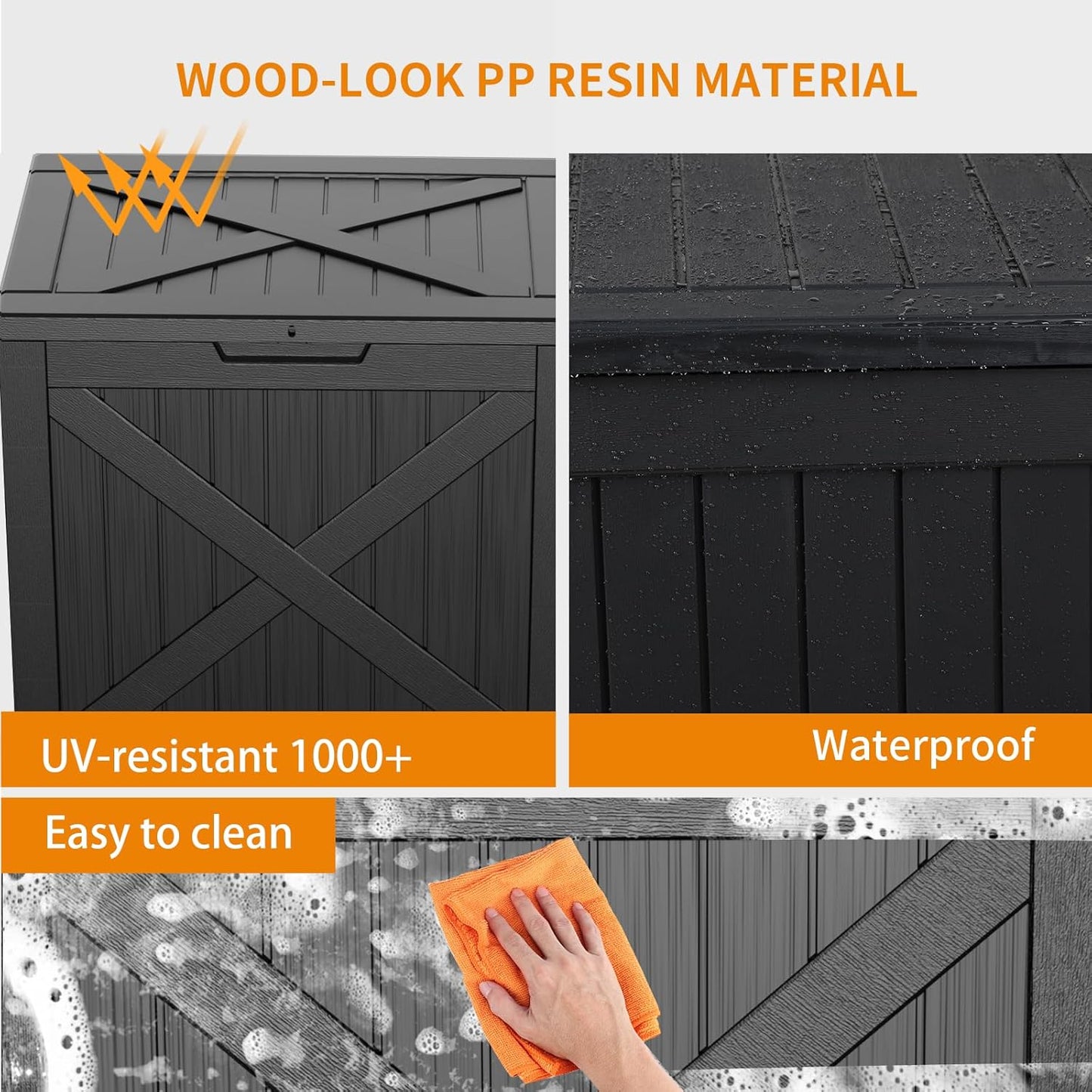 32 Gallon Outdoor Deck Box,Storage Lockable Waterproof Patio Furniture,Garden Tools,Cushions,Pool Accessories Outside Storage Resin Box(Blackn)