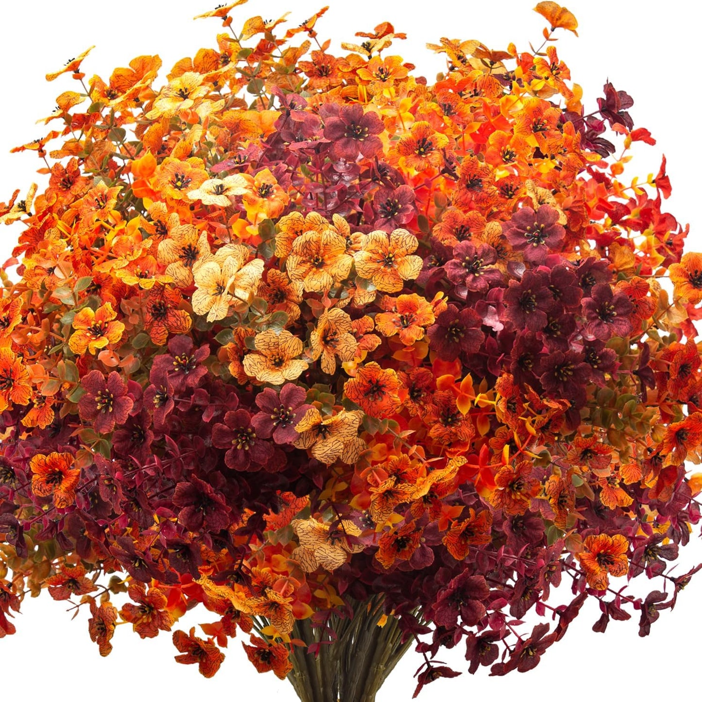 16 Bundles Artificial Fall Flowers Outdoor UV Resistant Faux Daisy, Colorful No Fade Autumn Decor for Front Door Porch Patio Yard Balcony Thanksgiving Christmas (Fall Mix)