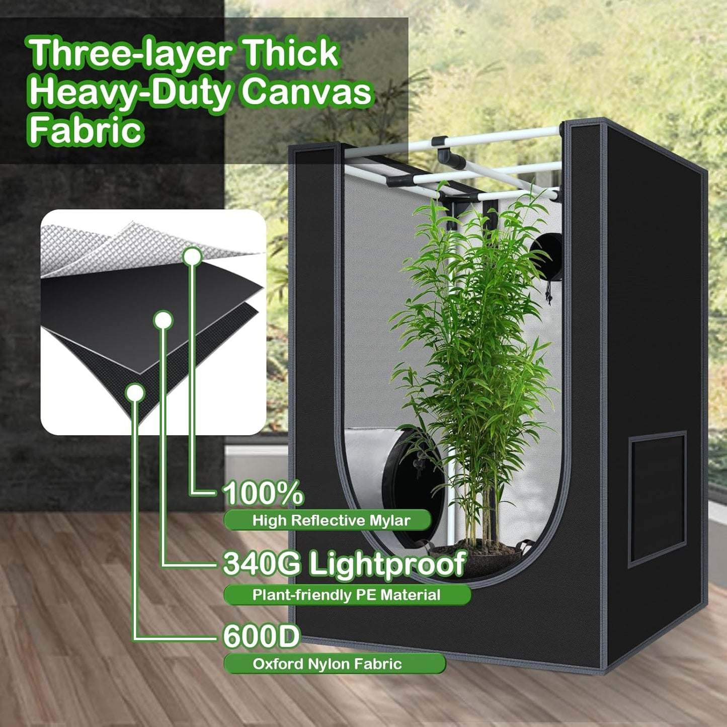Grow Tent, 18"x18"x32"Grow Tent, Indoor Growing Tent with Observation Windows, Lightproof Tent with Floor Tray, Mylar Hydroponic Tent