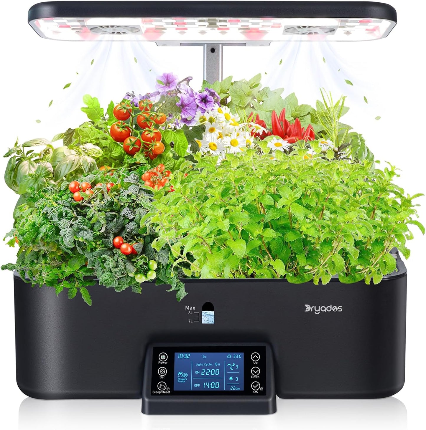 Indoor Gardening 17 Pods Hydroponics Growing System Kit Smart Lighting Setting, Herb Garden Planter with Full Spectrum Grow Light Provides Year Round Harvest - Black