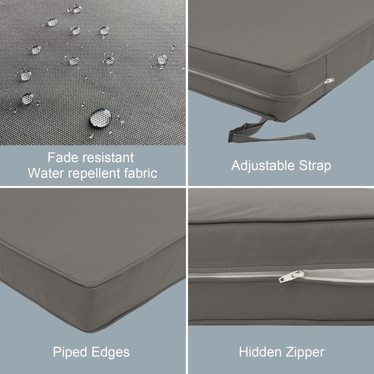 LVTXIII Patio Chair Cushions 19"x19"x3", Water-Repellent Outdoor Seat Cushions for Patio Furniture, Square Chair Pads with Ties for Home Garden Decoration, Set of 2, Dark Grey