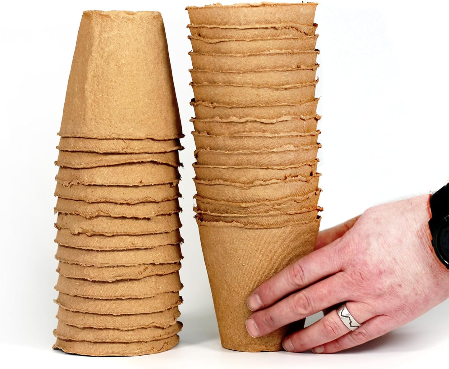 Daniel's Plants 4" Naked Pots | Large Natural Plantable Seed Starter Pots | OMRI-Listed Biodegradable for Seedlings | Enhanced Aeration | Earth Friendly - Peat Free | 30 Pack 4 Inch Round