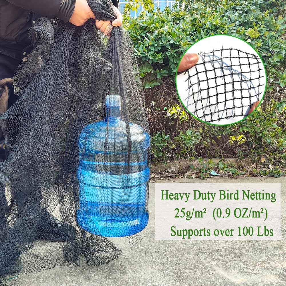 Woven Bird Netting 15X20 FT, 1/2" Mesh, Strong Bird Net Protect Fruit Trees, Blueberry, Vegetables, Strawberry Plants, Garden Netting Pest Barrier, Against Deer, Squirres, Small Critters
