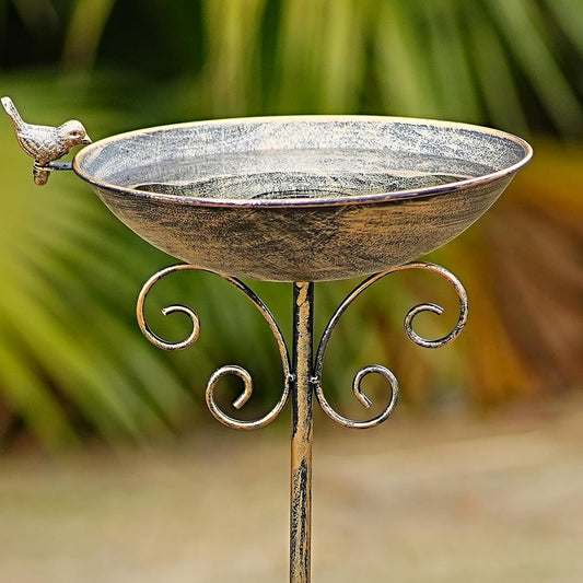 36" H Bird Bath for Outside,Metal Bird Bath,Bird Feeder with Metal Stake Garden Decor