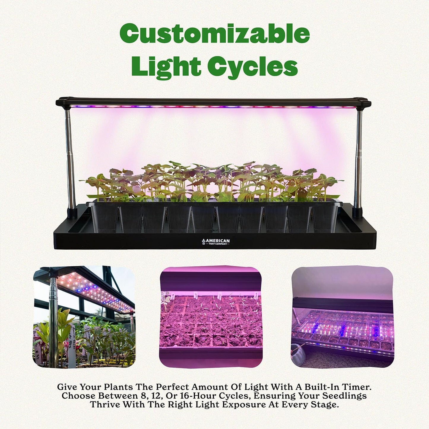 Epic Gardening Seed Starting Grow Light - Full-Spectrum LED with Adjustable Height & Integrated Tray for Indoor Seedlings | Energy-Efficient, Long-Lasting Light with Timer (Standard)