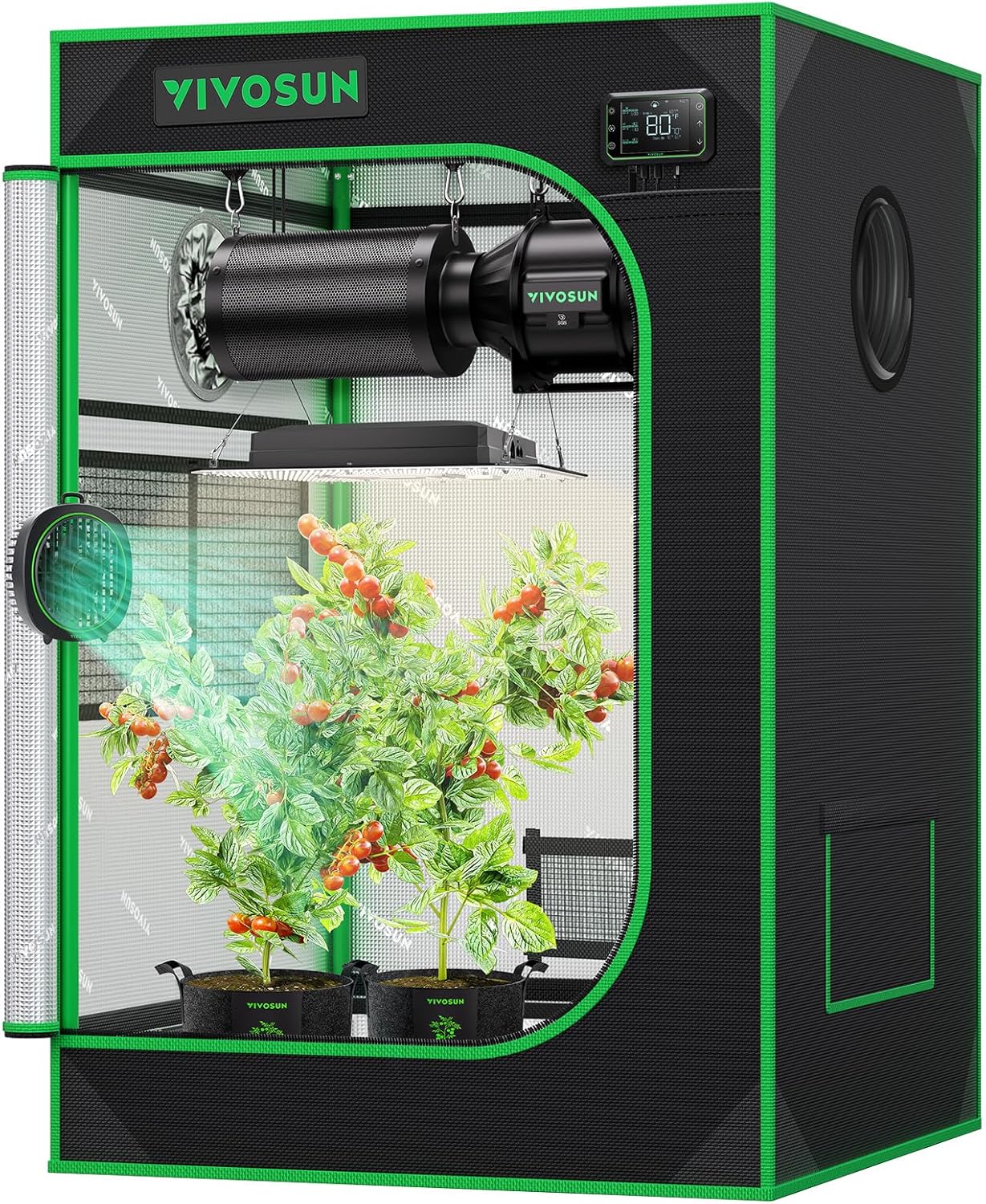 VIVOSUN S223 2x2 Grow Tent, 24"x24"x36" High Reflective Mylar with Observation Window and Floor Tray for Hydroponics Indoor Plant for VS1000