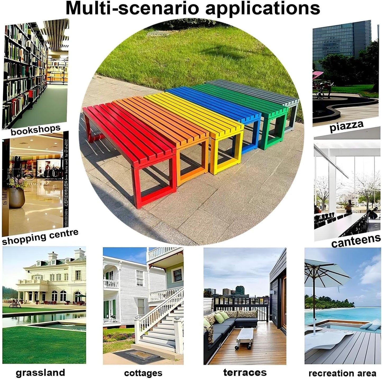 Weatherproof Metal Dining Bench, Outdoor Bench Backless Patio Bench 2-Person Farmhouse Bench Garden Bench for Kitchen, Living Room, Entryway(Orange,5.9ft)