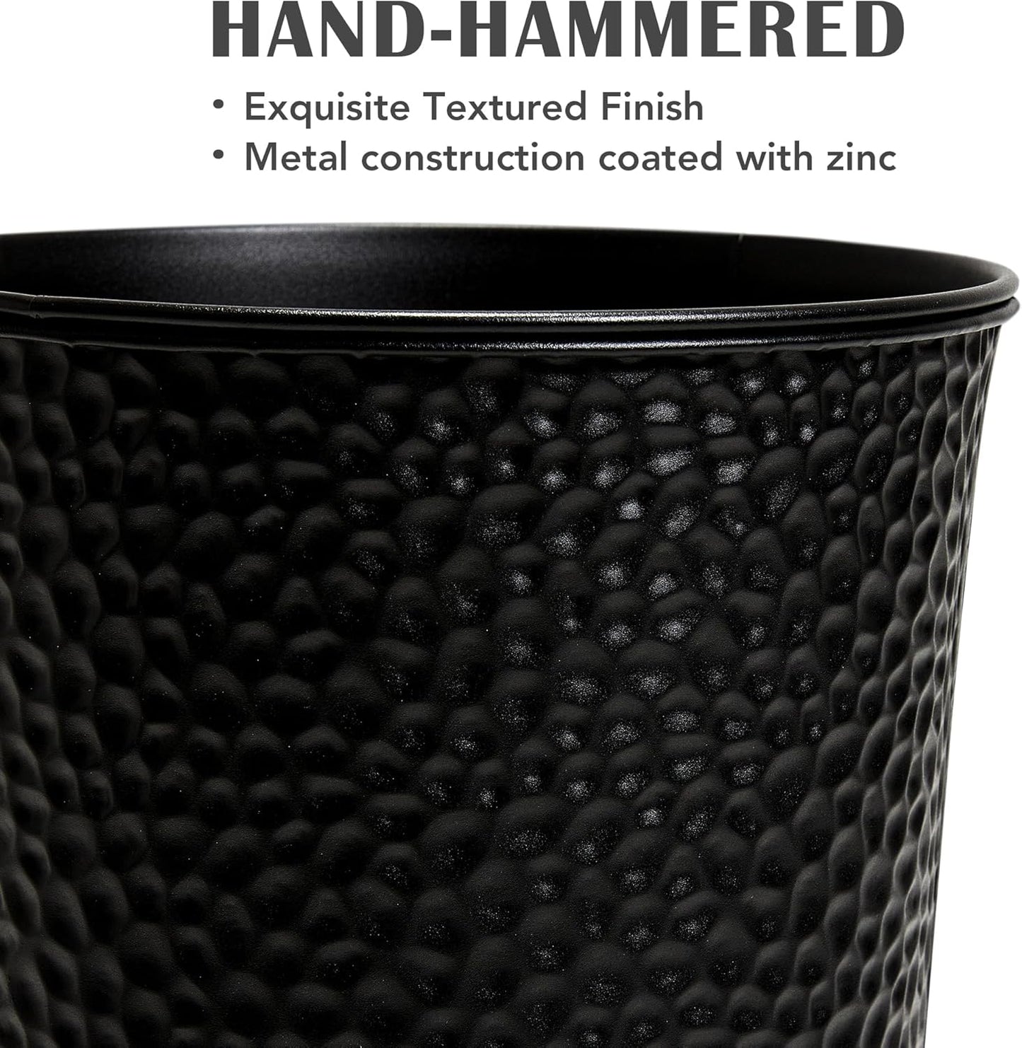 KOL 28" H. Tall Metal Cone Planters with Inside Pots 2-Pack, Black Hand-Hammered Large Decor Planter for Deck, Patio, Porch - Handcrafted Flower Pot - with Water Level Indicator - Indoor Outdoor Use