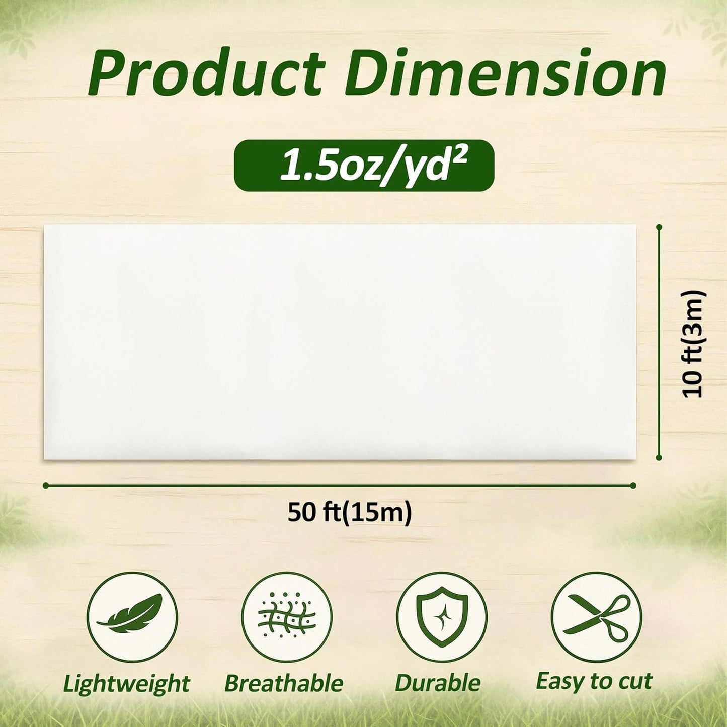 Gardzen 1.5 oz Plant Covers Freeze Protection, Reusable 10ft x 50ft Floating Row Covers, Thicker Frost Blankets for Outdoor Plants, Pests Protection, White