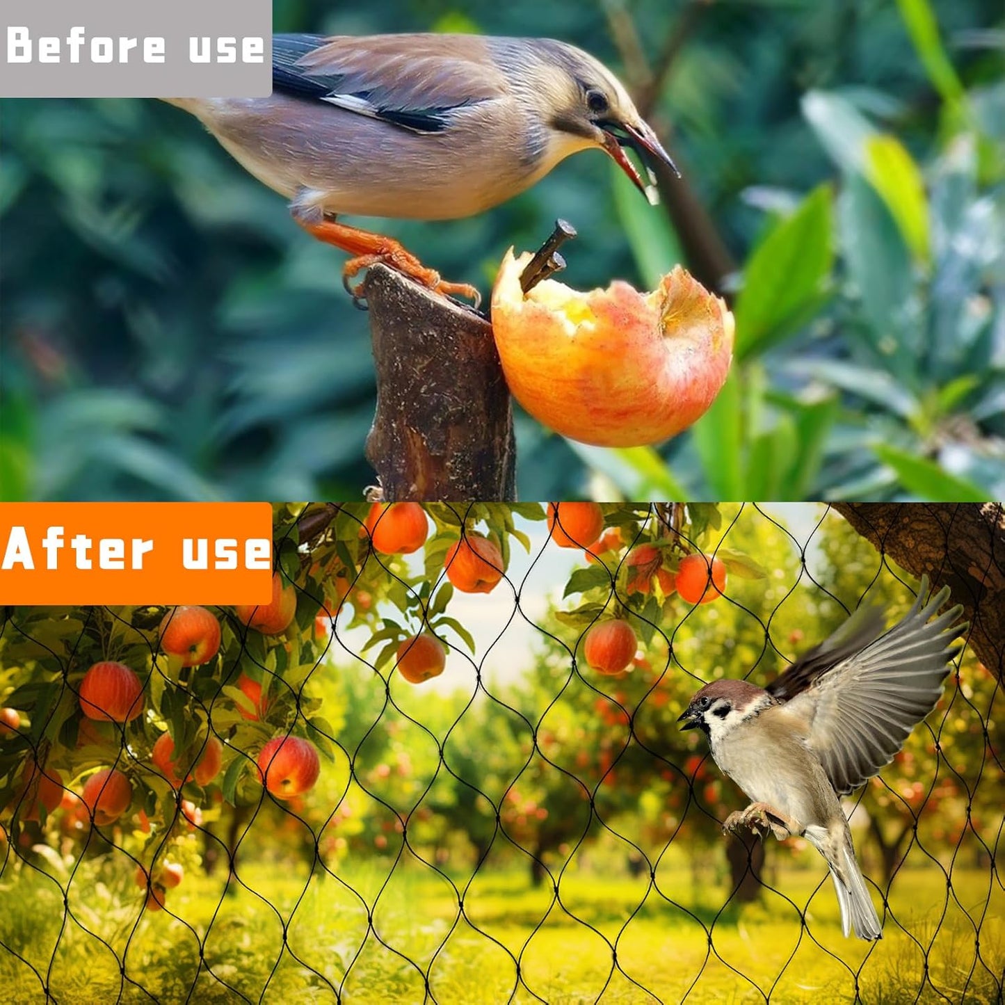 Bird Netting for Garden Heavy Duty Nylon Mesh Garden Netting for Garden Protection Bird Fence Plant Netting Protection Against Birds, Deer, Squirrels and Other Animals (7x100FT)