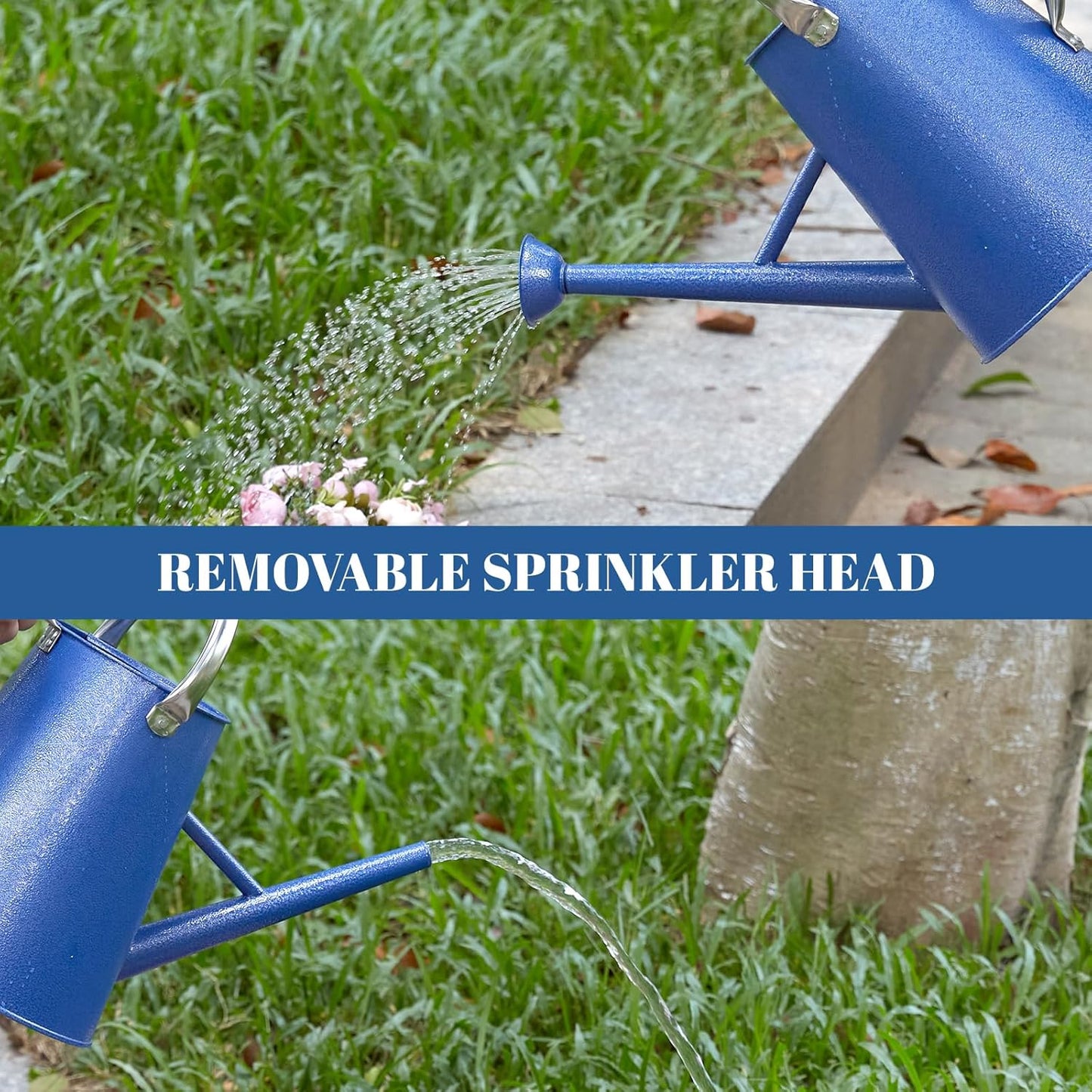 1.5 Gallon Watering Can for Outdoor Plants,Large Metal Plant Watering Pot with Removable Spout,Flower Garden Water Can Watering Pot,Galvanized Steel Watering Can with Stainless Steel Handles，Navy