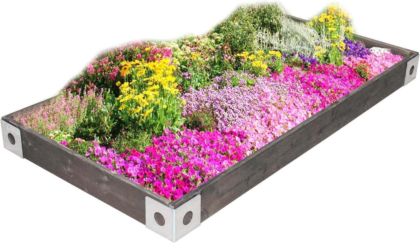 Red Cedar Wood Raised Vegetable Garden Bed - Amish Made in USA (5.5" Raised Bed with Decorative Corners, Gray Stain)