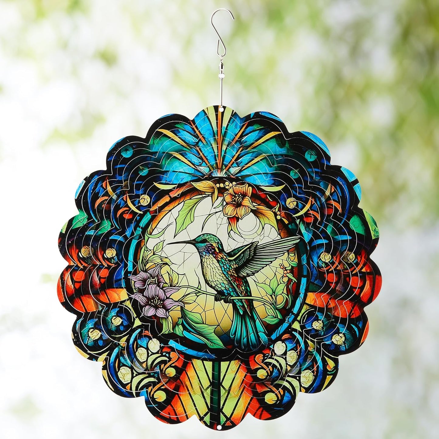 Hummingbird Outdoor Wind Spinners Decorations, Birthday Gifts for Women Mom Wife Grandma, 12 inch 3D Wind Sculptures for Indoor/Outdoor Decor, Yard Art, Garden Decorations