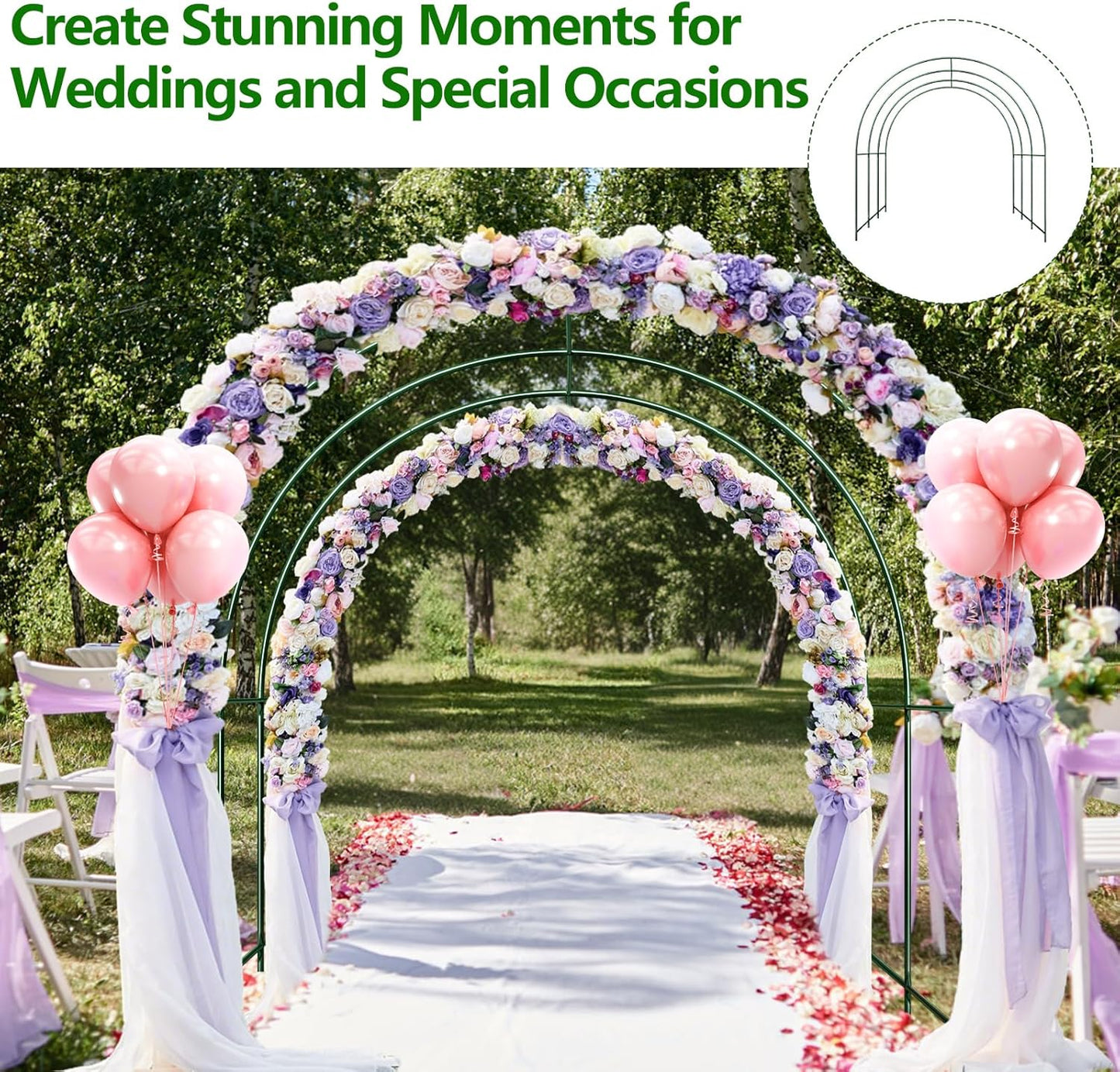 Large Garden Support Arch Frame for Climbing Plants, 9.85 x 7.05 x 7.22 ft Heavy Duty Plant Climbing Arbor Arch, Multi-Purpose Support Frame for Vines, Weddings & Backyard Decoration