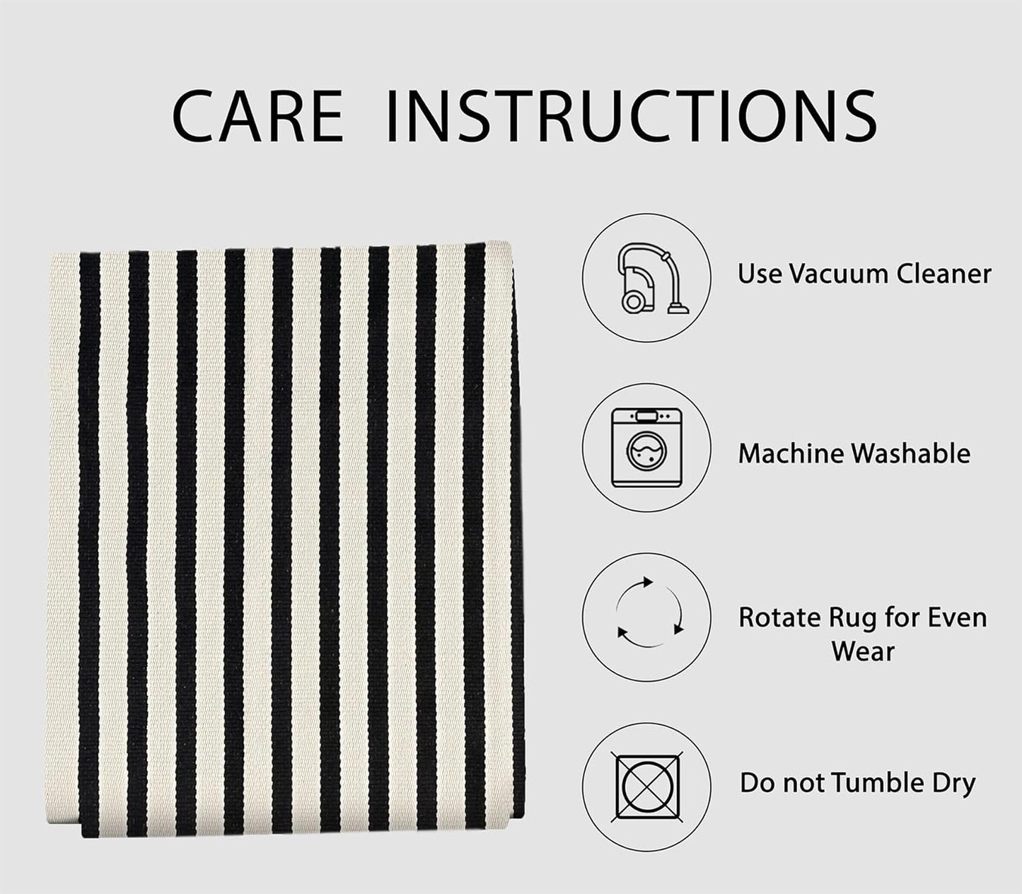 IOHOUZE Black Beige Striped Rug -2'x3' Front Door Rugs Outdoor, Small Washable Area Rug for Front Porch, Spring Summer Welcome Mats Outdoor Indoor, Doormat for Entryway Porch Entrance