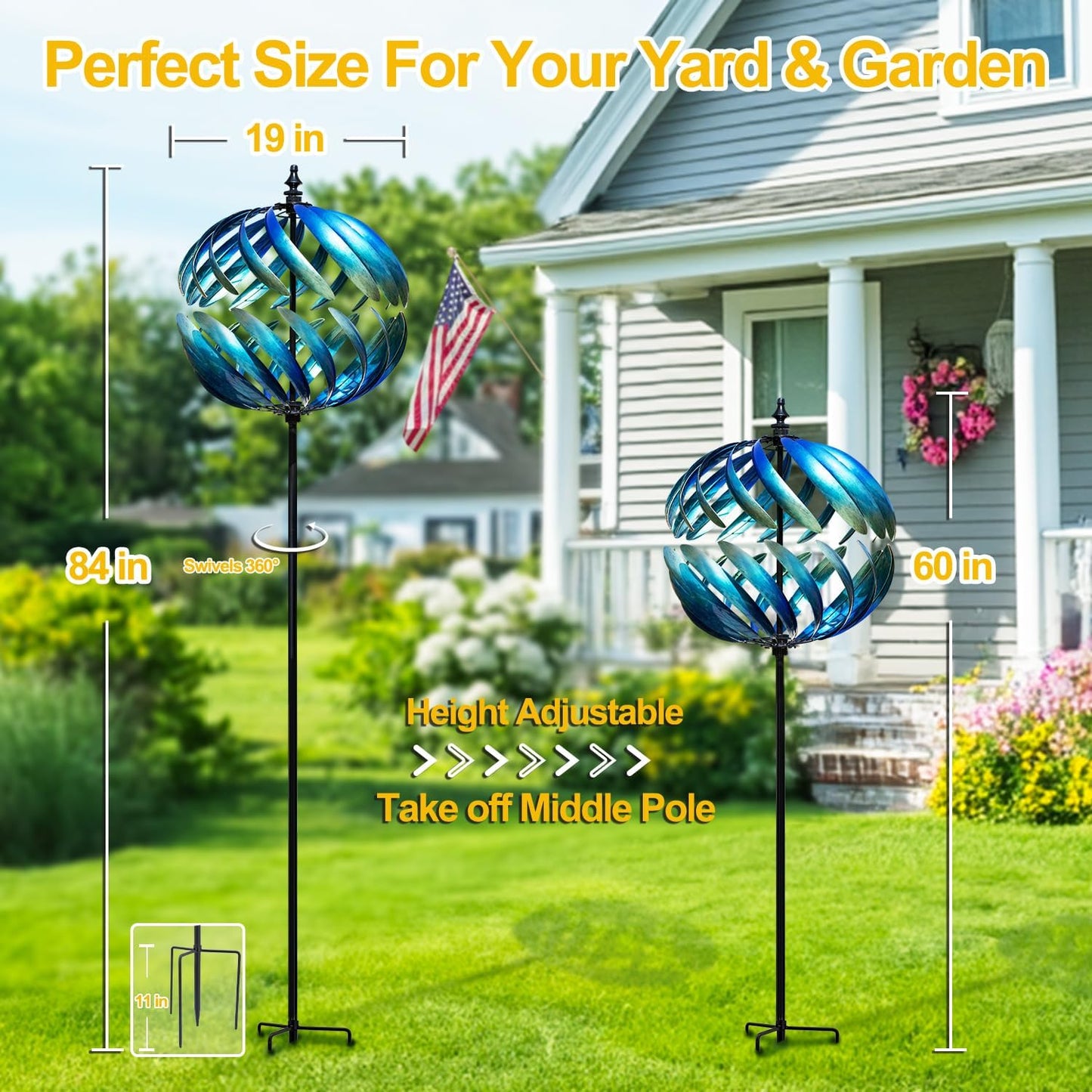 LimeHill Wind Spinner for Yard and Garden - Large Metal Kinetic Wind Sculptures for Outdoor Decorations