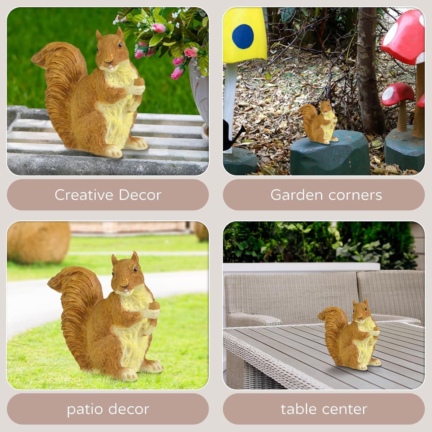 Brown Squirrel Statue with Acorn – Hand-Painted Polyresin Garden Figurine for Lawn & Patio – Small Nature-Inspired Outdoor Décor