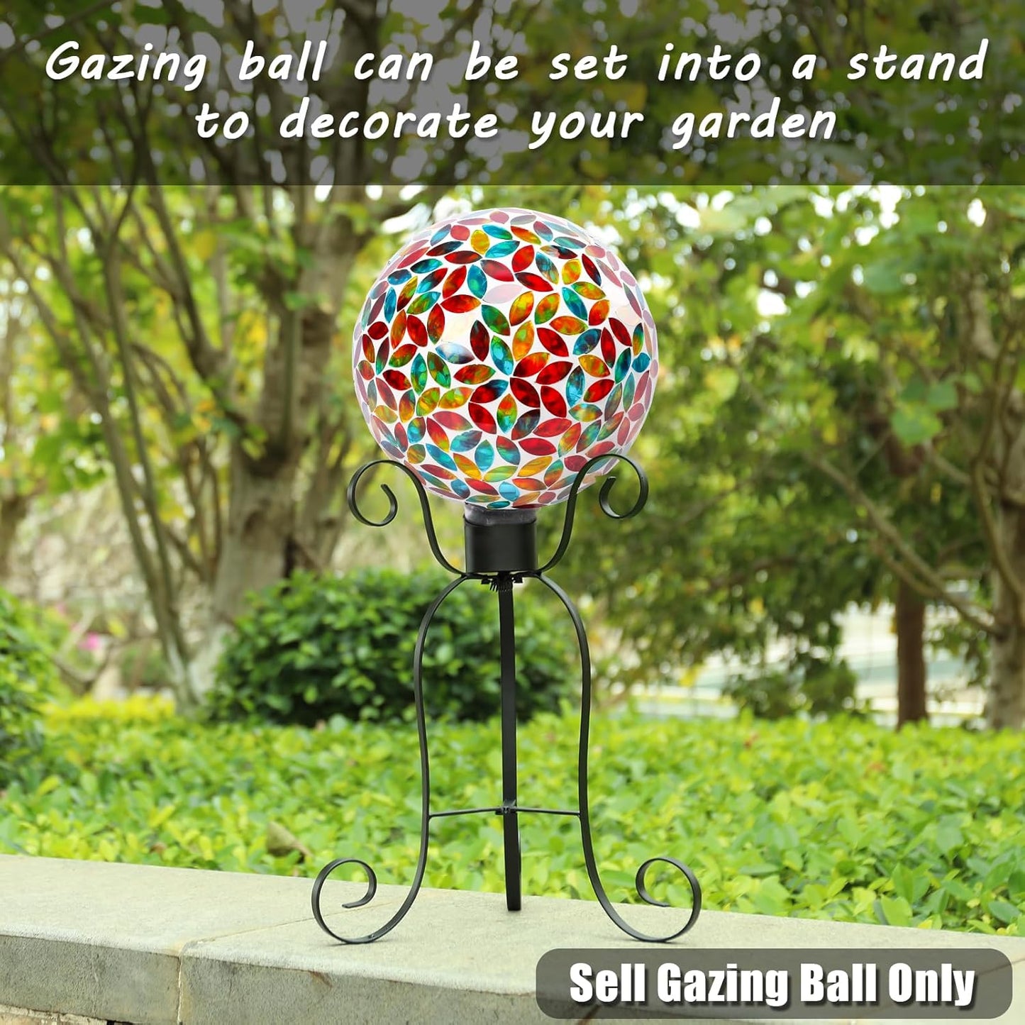 VCUTEKA Gazing Ball, 8" Glass Gazing Balls Sphere for Garden Lawn Outdoor Ornament Yard Decorative