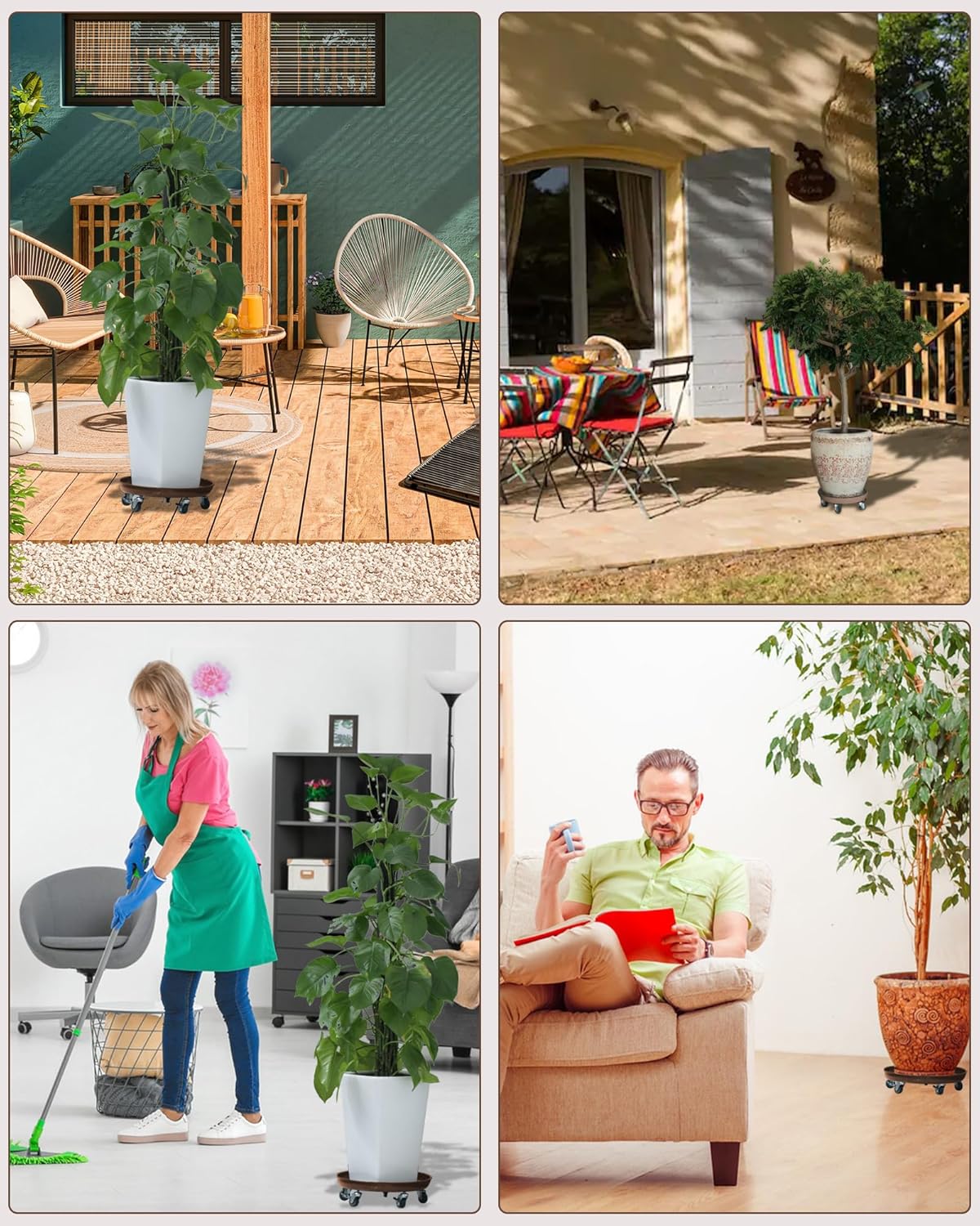 Heavy Duty Plant Caddy with Solid Rubber Wheels, Lockable, Increased Load Capacity, One-Minute Installation, Suitable for Indoor, Outdoor, Patio, Garden Settings, 20 Inches 1PACK, Bronze