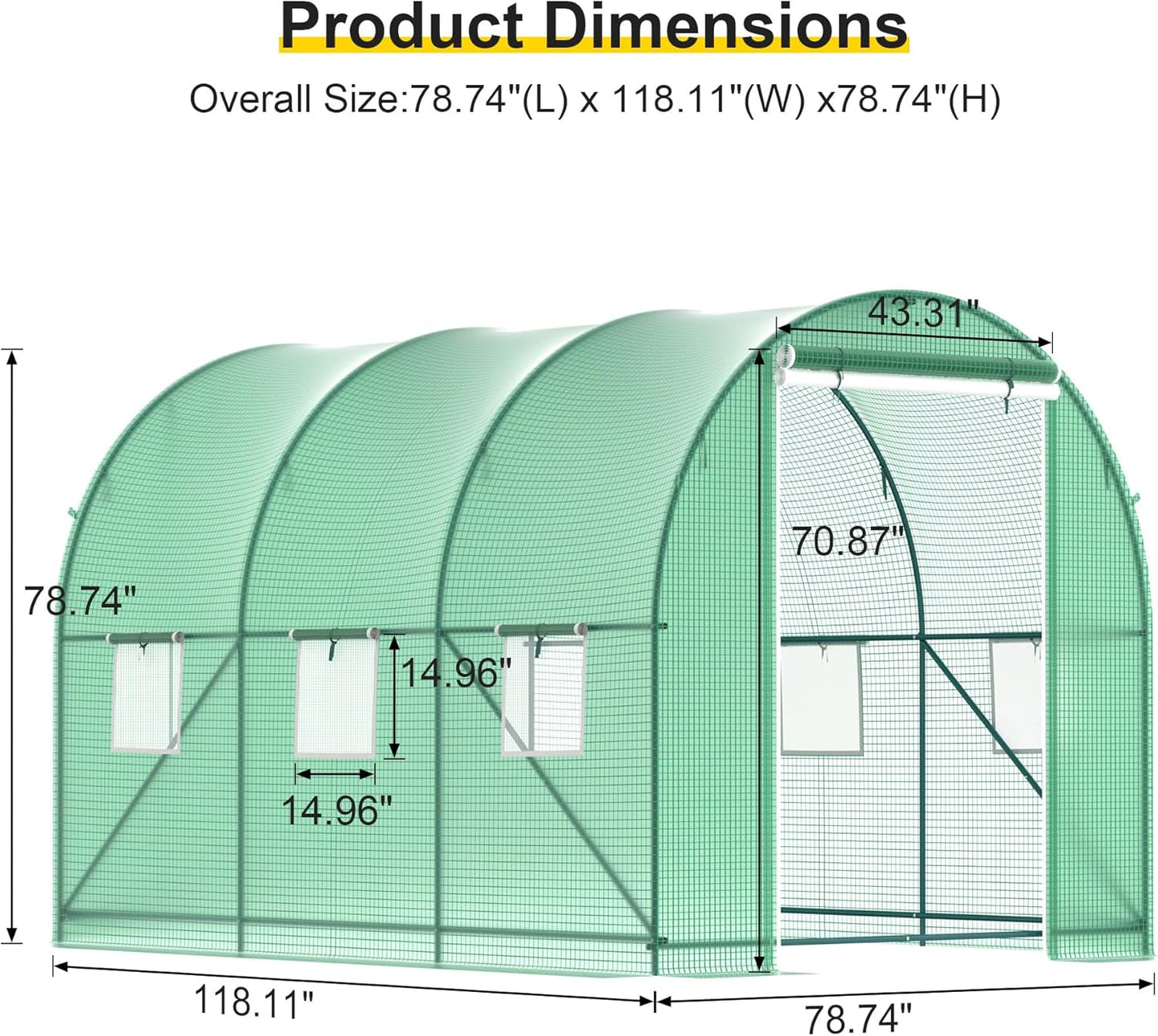 Greenhouses for Outdoors Heavy Duty 10x7x7 FT Portable Greenhouse with Watering System,6 Ventilated Screen Windows & Rolling Zipper Door & Reinforced Steel Frame High Tunnel Greenhouse
