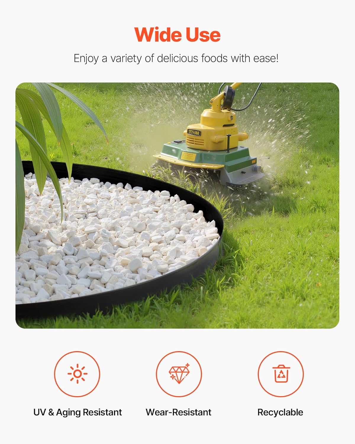 VEVOR Landscape Edging, 66 ft x 4 in Plastic Garden Border Edging with 60 Spikes & 2 Ground Stakes, No Dig, Flexible Lawn Edgings Roll, UV-Resistant Mini Fence Borders for Flower Beds Yard Paver