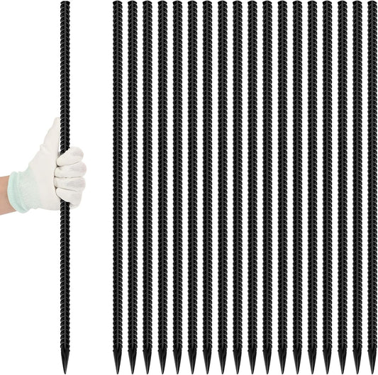 24 inches Straight Rebar Stakes 18-Pack Ground Stake Heavy Duty Metal Steel Spikes for Gardening, Concrete Forming and Camping Tent