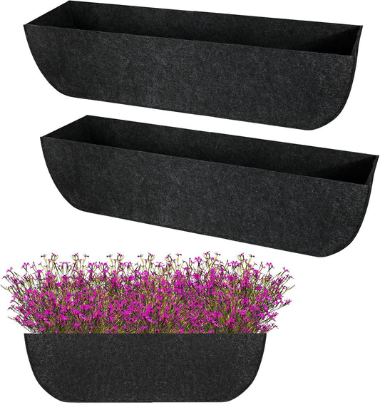 2-Pack 36in Planter Liners - Breathable Felt Hanging Basket and Window Box Liners - Prevent Root Suffocation and Bird Damage - Black