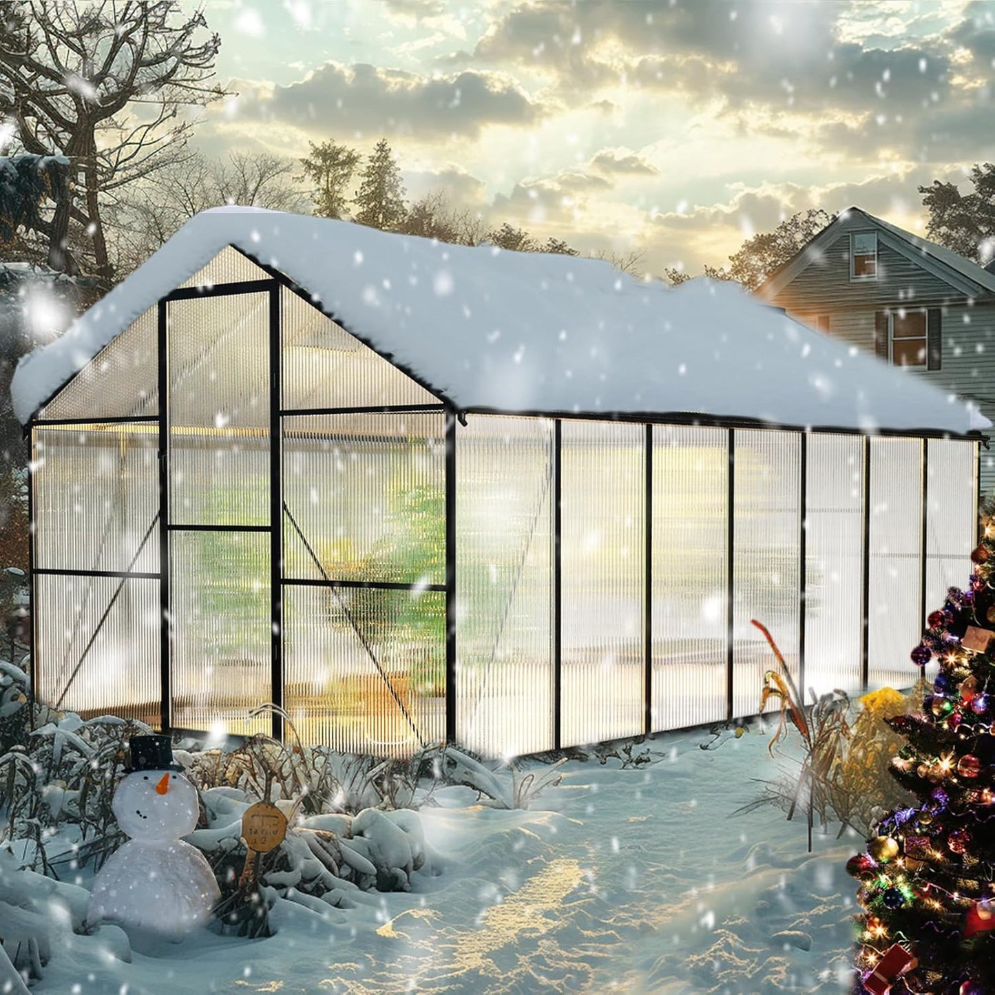 8×14FT Green Houses for Outside, Large Walk in Greenhouse for Outdoors and Winter Garden Planting, Heavy Duty Greenhouse Kit Withstands Strong Wind or Heavy Snow to Protect Vegetables or Plants
