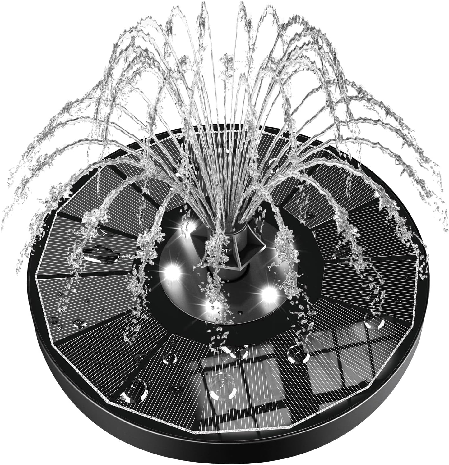 SZMP Solar Water Fountain Upgraded 100% Glass Panel, 3.5W Solar Powered Fountains Built-in 2000 Battery with 7 Nozzle & 4 Fixer, Solar Fountain Pump for Bird Baths, Pond, Outdoor (White)