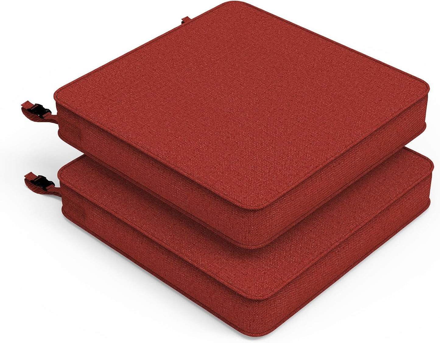 LVTXIII Patio Chair Cushions 19"x19"x3", Water-Repellent Outdoor Seat Cushions for Patio Furniture, Square Chair Pads with Ties for Home Garden Decoration, Set of 2, Brick Red
