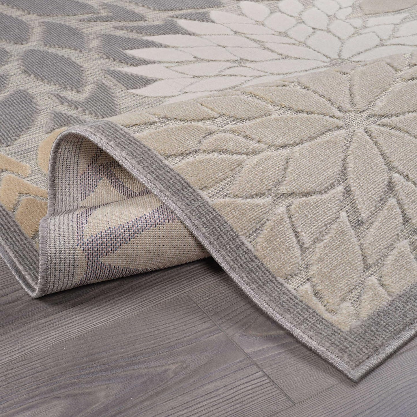 Beverly Rug Outdoor Rug 10x14 Large Modern Floral Tropical Area Rugs for Indoor and Outdoor Patio Easy to Clean Non Shedding Living Room Porch Garden Washable Outside Carpet (10 x 14 Gray)