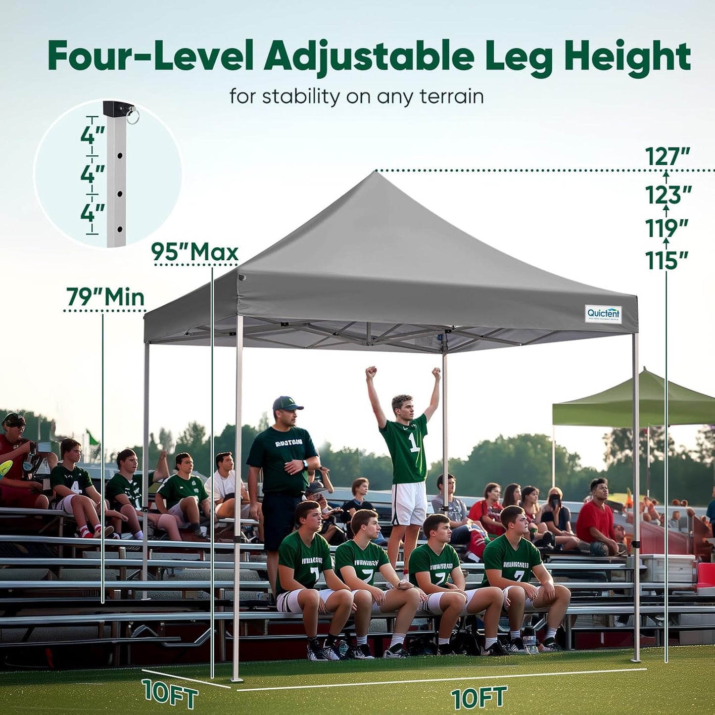 Quictent 10x10 Heavy Duty Pop Up Canopy Tent- Easy up Outdoor Commercial Canopies, Waterproof, 11ft Interior Height, Easy Setup, Includes Sand Weight Bags and Wheeled Carry Bag