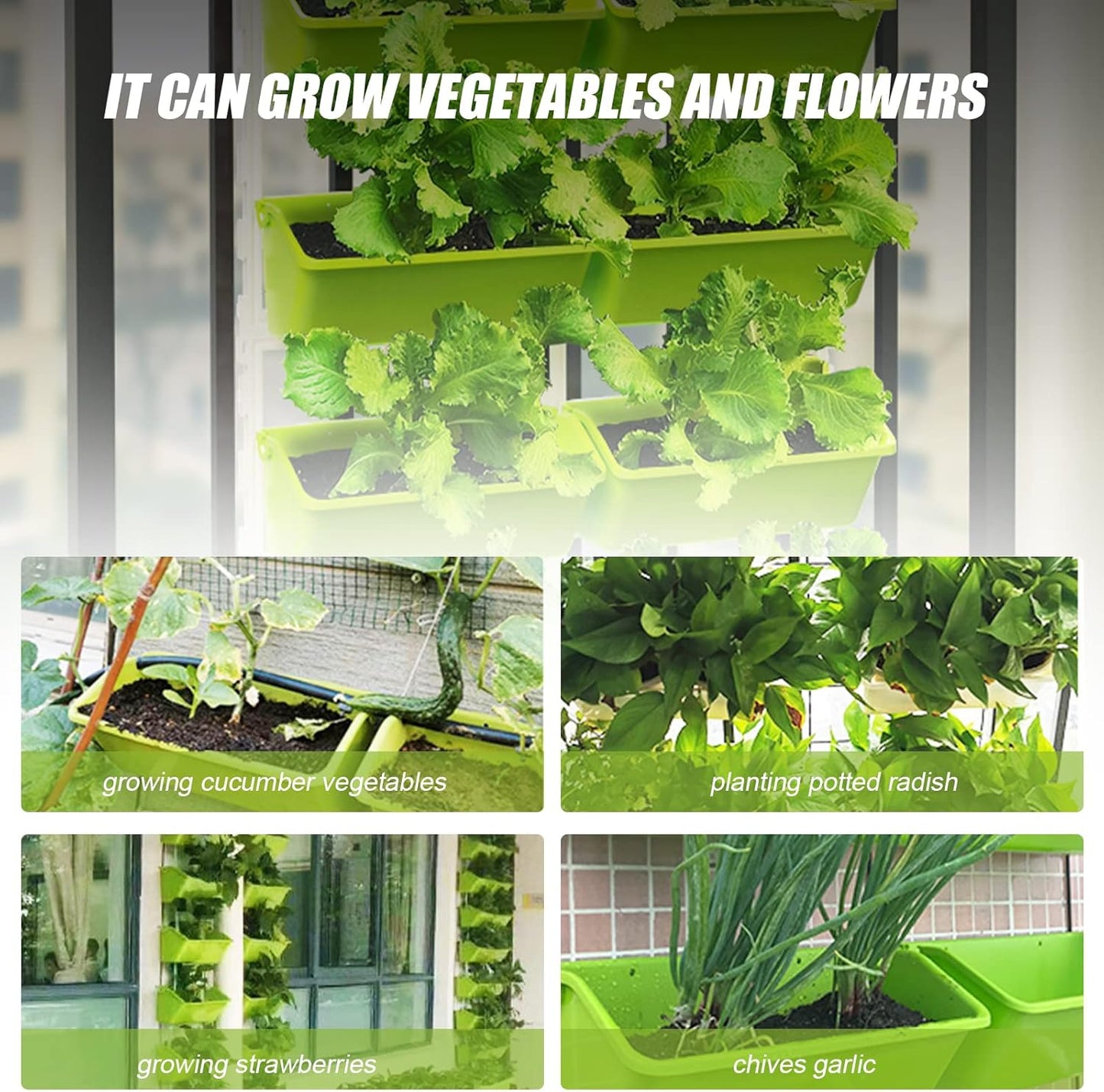 LOYALHEARTDY Vertical Garden Wall Planter Wall Mounted Planter 4-Tier Vertical Garden Planters for Growing Strawberries, Flowers, Vegetables, Herbs Indoor/Outdoor Decoration (Light Green)