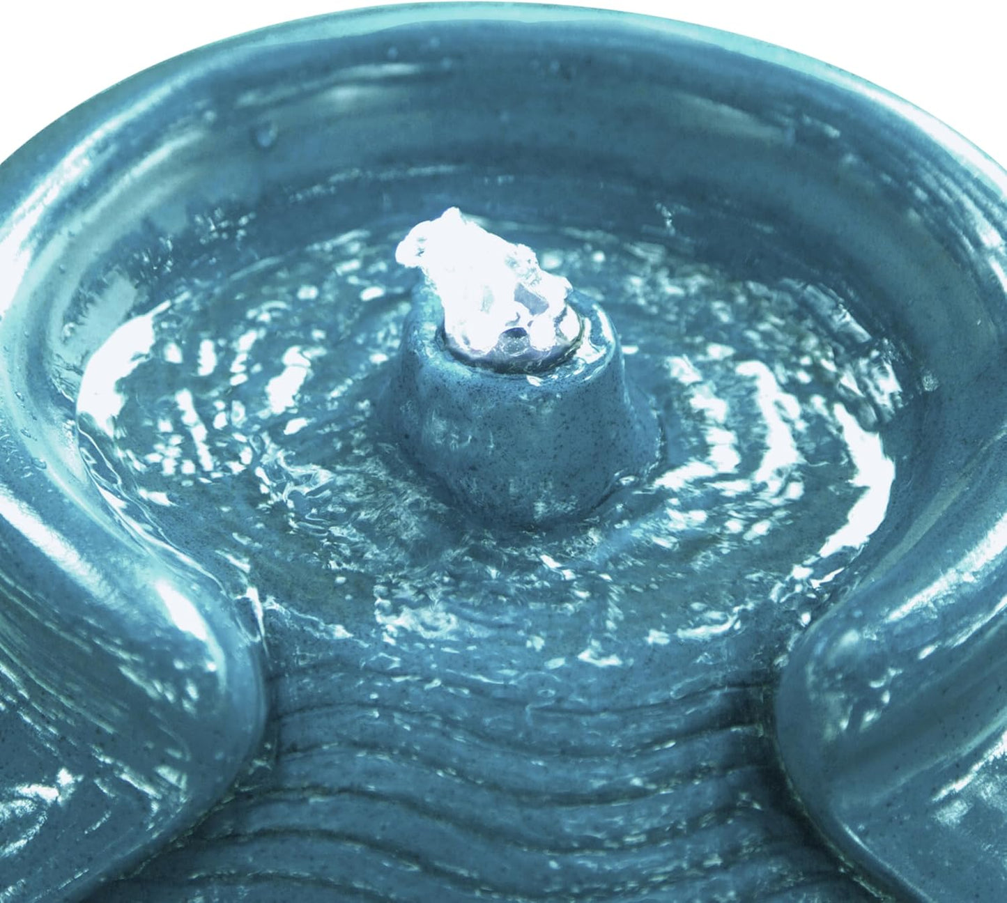 Teamson Home Floor Glazed Pot Water Fountain with Built-in LED Light and Pump for Outdoor Indoor Patio Garden Backyard Decking Home Décor, 17 inch Height, Teal