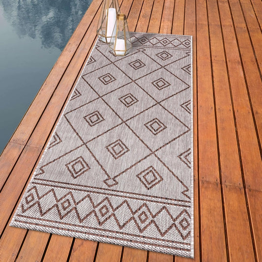 Keen Home Design Terrace Outdoor Runner Rug - 2x12 Washable Indoor/Outdoor Rug for Patio, Kitchen, Balcony, Beach, Garden, Deck and Porch, Size: 2'2"x11'10"