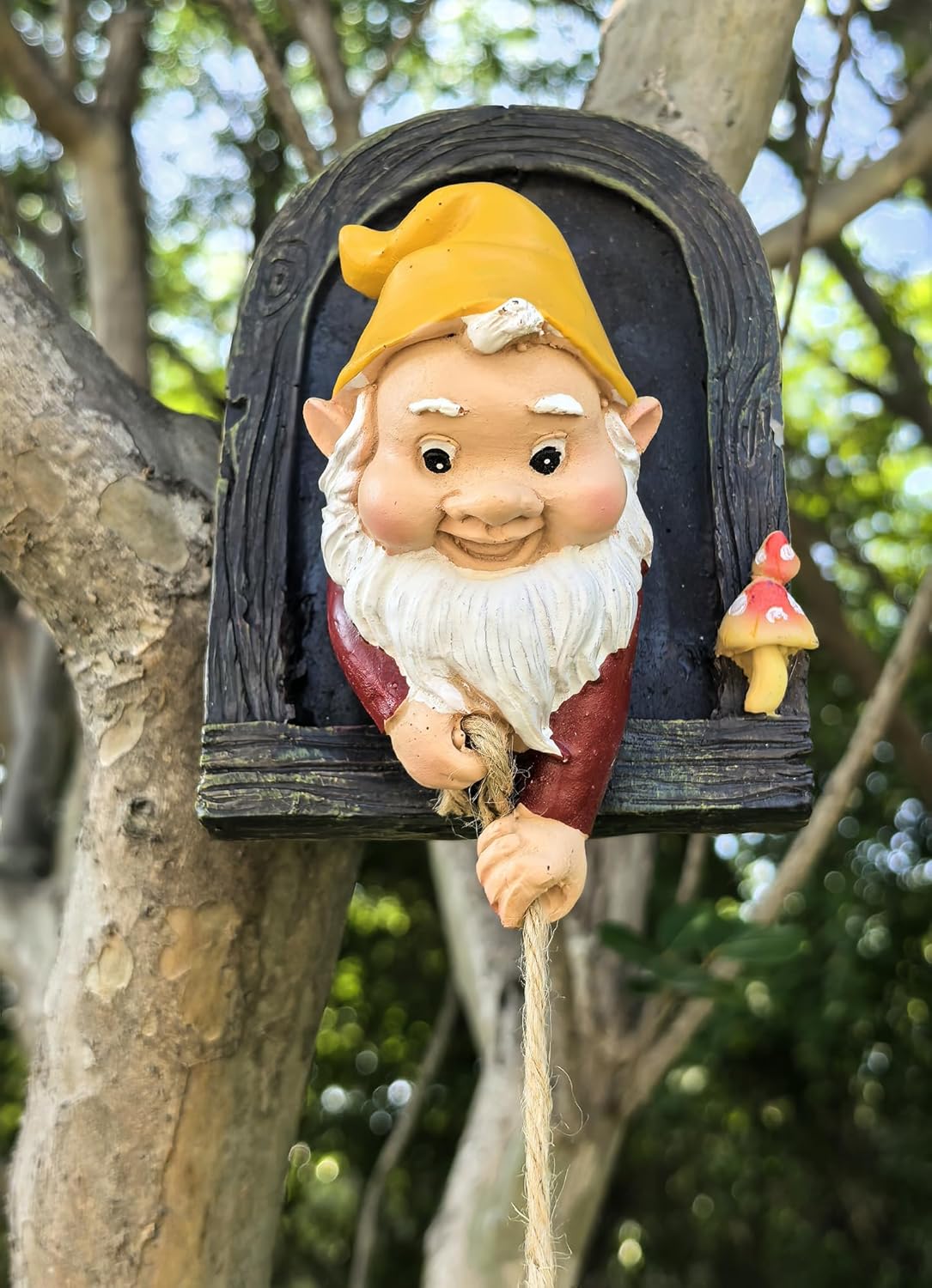 Gnome Garden Decoration Climbing Tree Decor Outdoor,Fairy Door Tree Face Figurine Lawn Patio Decor,Funny Climbing Elves Tree Peeker Sculpture Yard Art