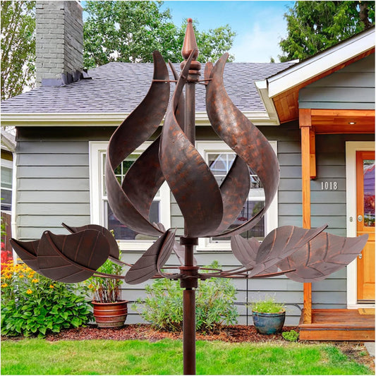 Wind Spinners Outdoor - Large Tulip Metal Wind Spinners with Stake, Garden Windmill Yard Spinner Lawn Decor (24" W x 75" H)