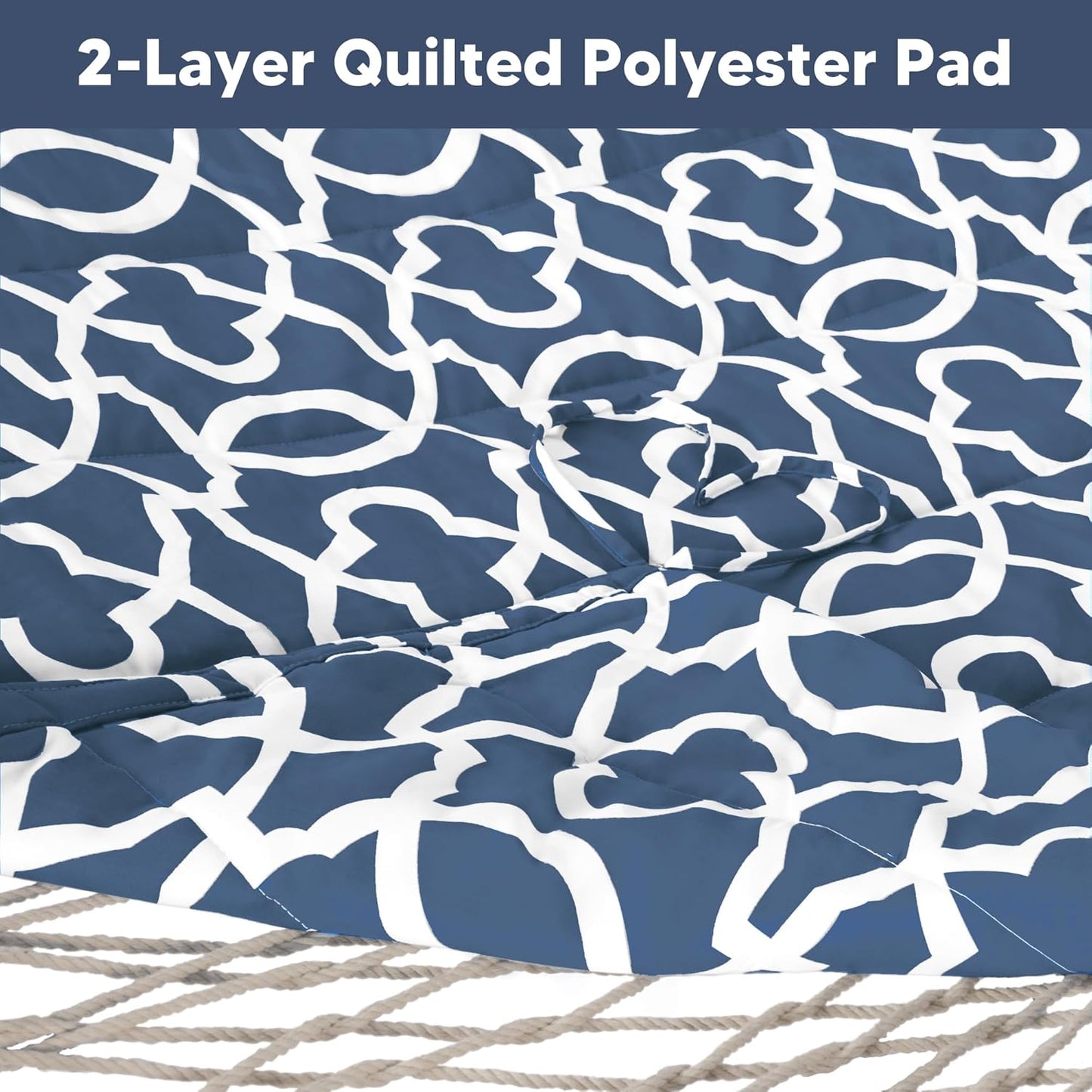 SUNCREAT Double Portable Hammock with Stand Included, 475 lbs Capactiy, Extra Large Two Person Hammock, Blue Pattern