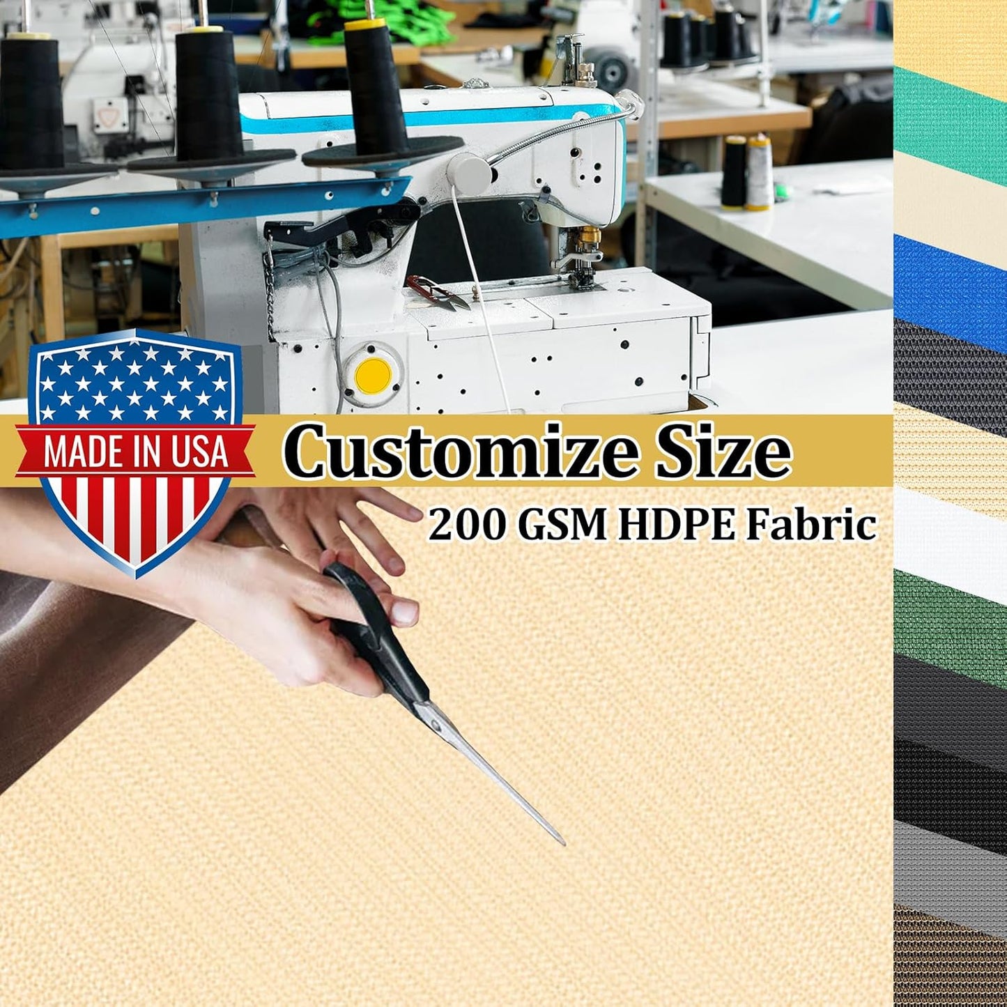 Shade&Beyond Customized Size 90% Sun Shade Cloth with Grommets, 4' X 4' Pergola Shade Cover Canopy, Mesh Tarp Sun Screens for Patio, Outdoor, Garden, Backyard GN01, Wheat