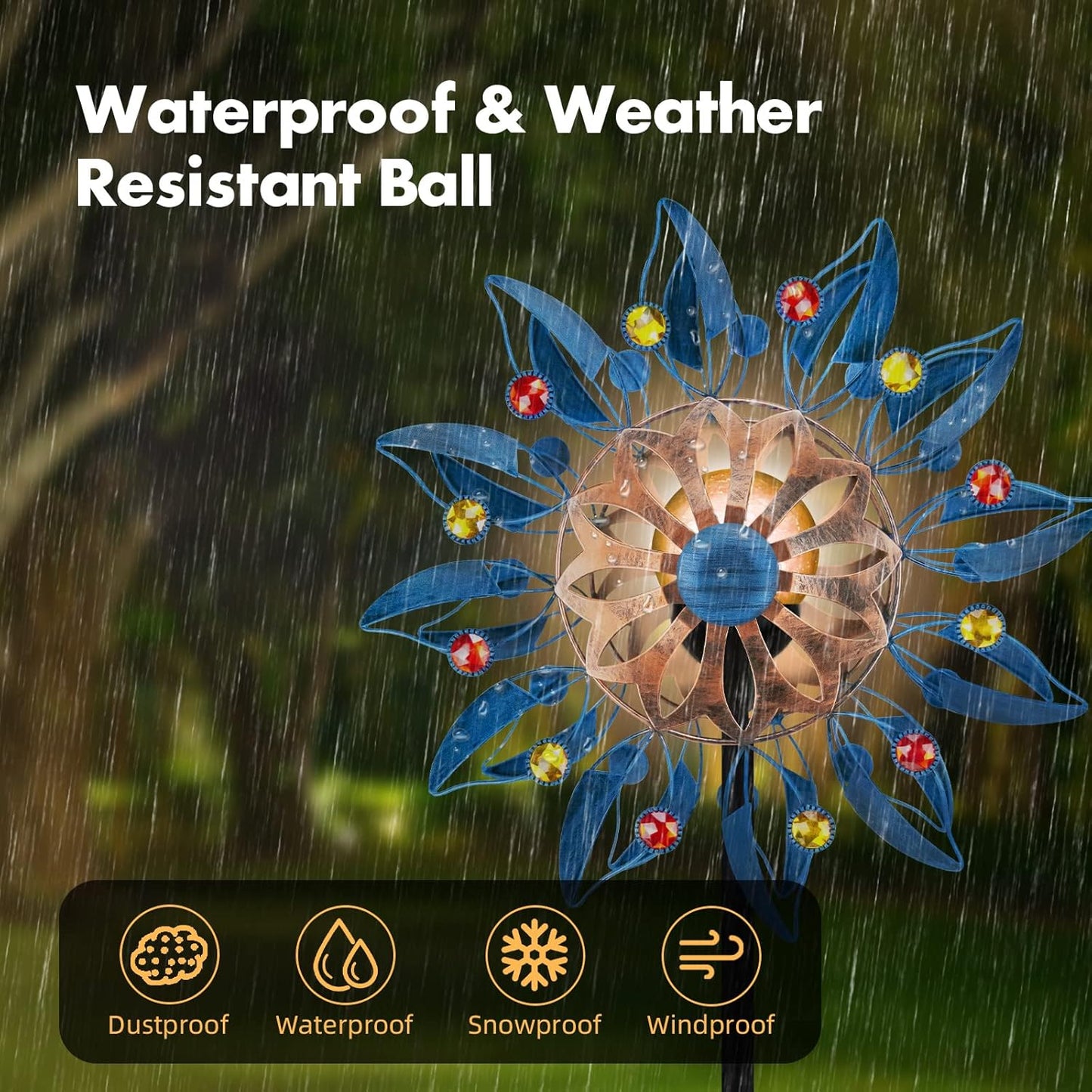 Solar Wind Spinner, Waterproof Outdoor Metal Wind Sculpture for Patio, Lawn & Garden Decor (Retro Spinner)