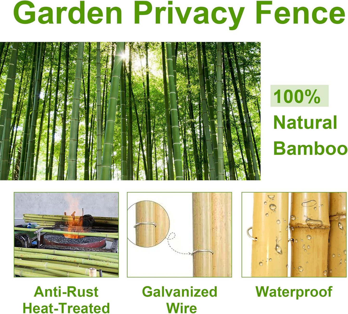 Bamboo Fencing Roll 6 ft High x 8 ft Long x 0.7 in D, Natural Bamboo Privacy Fence, Divider Decorative Fence for Patio, Balcony, Garden, Border Pool