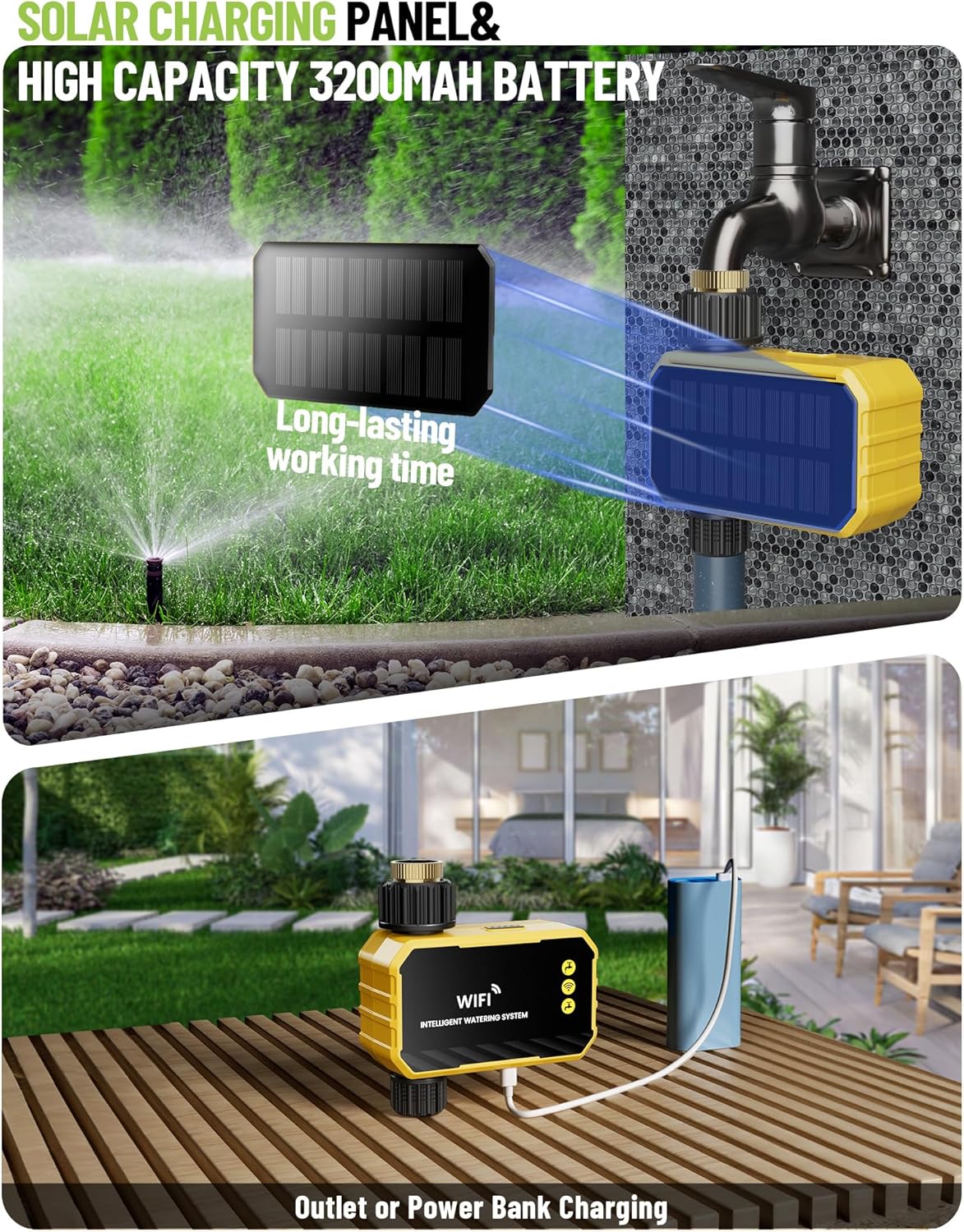 WiFi Water Timer with Brass Inlet, 1 Zone Smart Hose, Sprinkler Timer for Garden Faucet, APP Remote Control Via 2.4Ghz WiFi