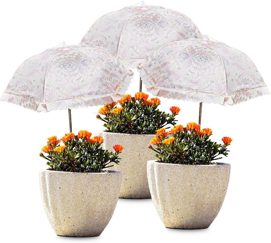 TIMSO Adjustable 3 Pack Plant Shade Umbrella for Outdoor Garden - Sun Protection Cloth & Umbrella for Plants, Potted Plants, and Garden Beds