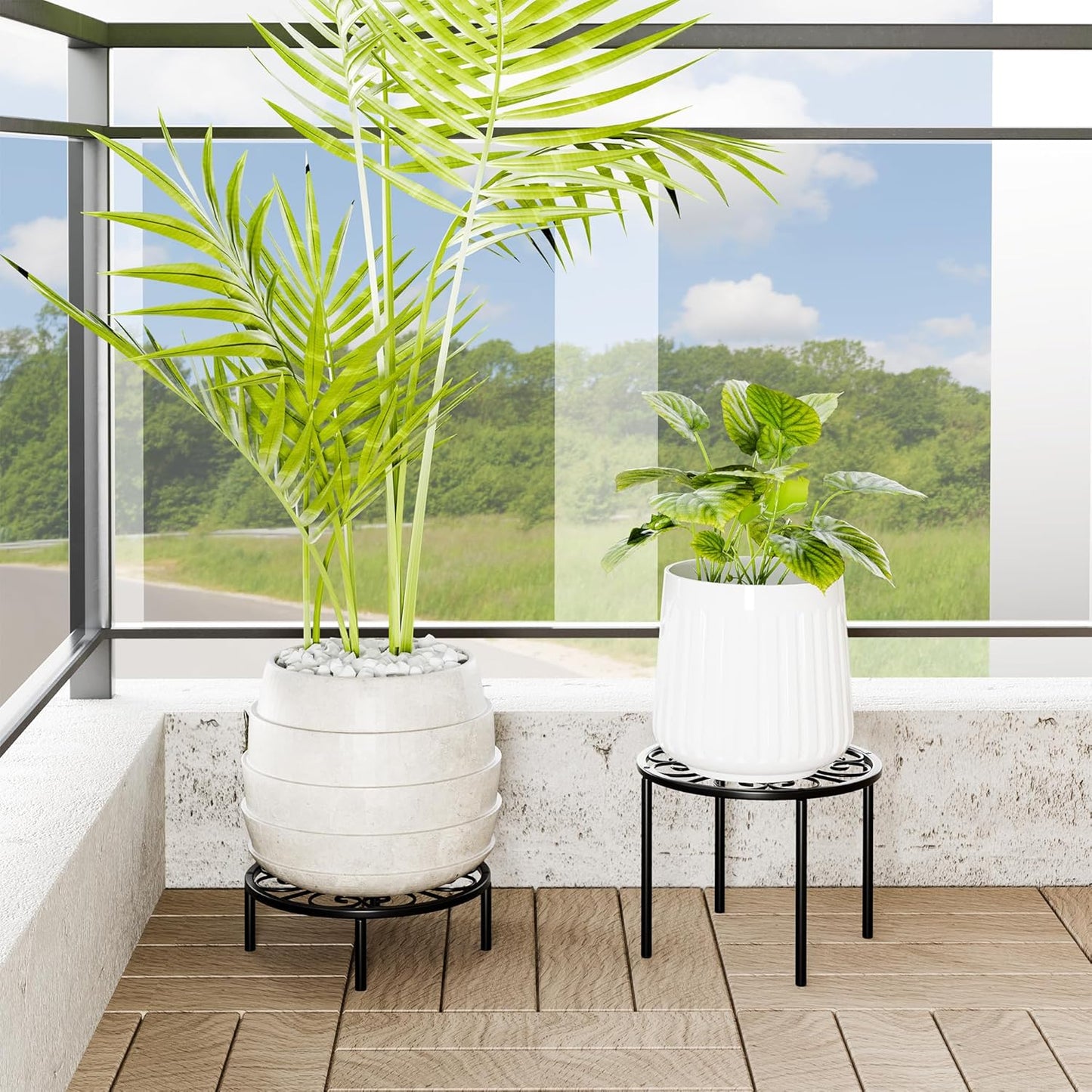 Plant Stand Plant Holder - Short Flower Stand for Garden Courtyard, Heavy Duty Plant Rack for Multiple Plant Indoor or Outdoor.