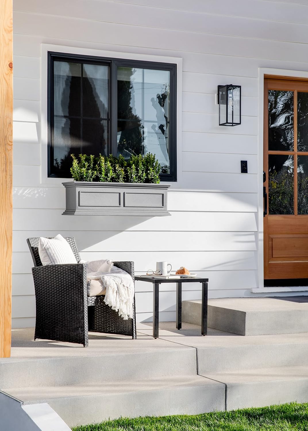 Veradek Brixton Series Plastic Railing Planter - Rectangular Planter for Outdoor Deck/Balcony | Crack-Resistant with Adjustable Rail Attachment | Classic Estate Design for Herbs, Succulents, Flowers