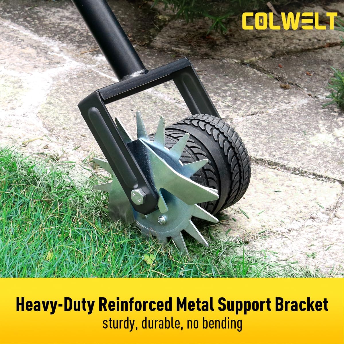 Colwelt Wheel Rotary Edger Lawn Tool 59’’, Manual Grass Edger Tool with Wheel with Extra-Wide Rubber Wheel, Garden Edger with Reinforced Bracket, Rotary Edging Tool for Landscaping Sidewalks Driveways