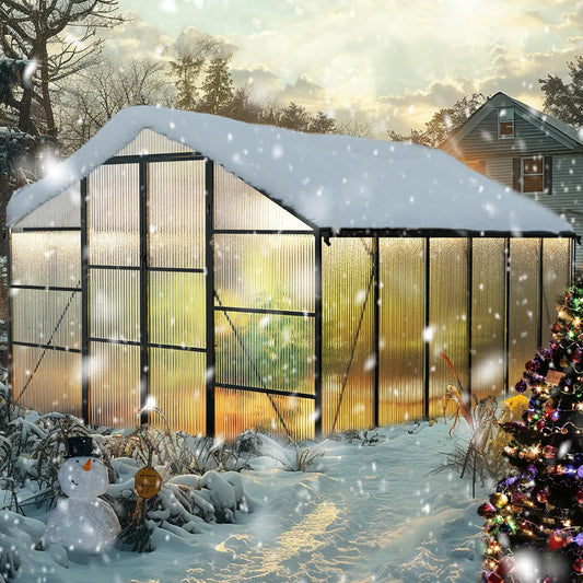 10×12FT Greenhouse for Outdoors, Large Walk in Greenhouse Kit and Winter Garden Planting, Enhanced Aluminum Green Houses for Outside Withstands Strong Wind or Snow to Protect Vegetables or Plants
