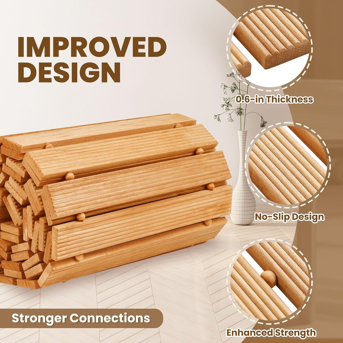 11.5FT Wooden Garden Pathway, Roll Out Walkway for Patio, Backyard and Outdoor Decor, Weatherproof, Non Slip and Easy to Install, Perfect for Beach, Wedding or Lawn (Natural)